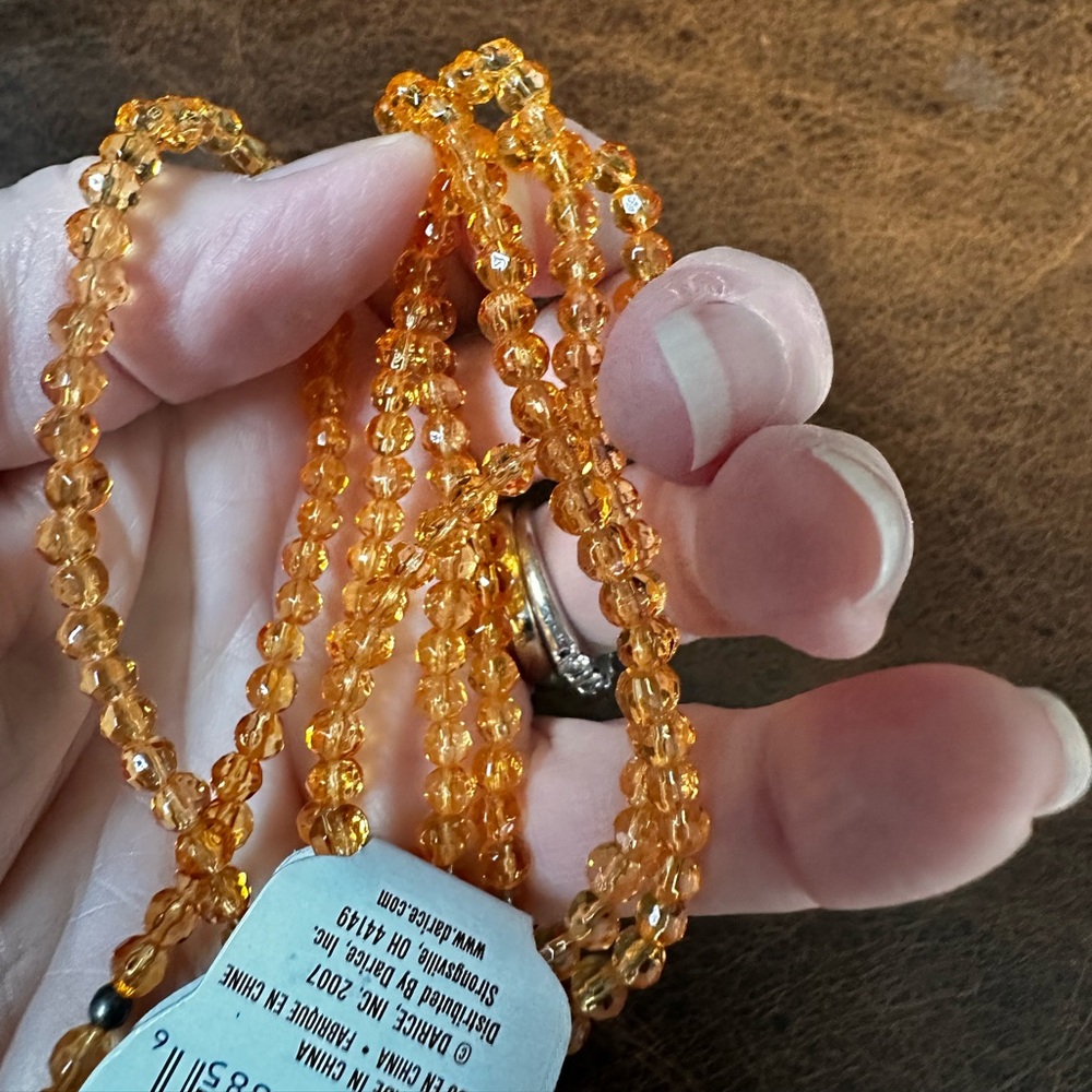 Faceted Topaz glass beads strand orange crystal craft beads 32 inches